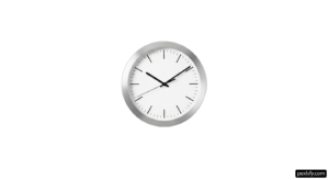 White wall clock with black hands on a white background png transparent background