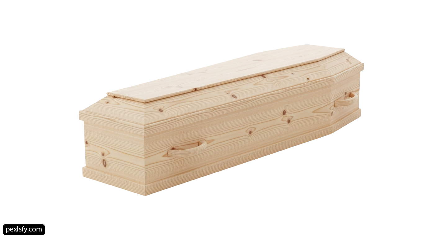 Wooden casket on a white background png transparent background