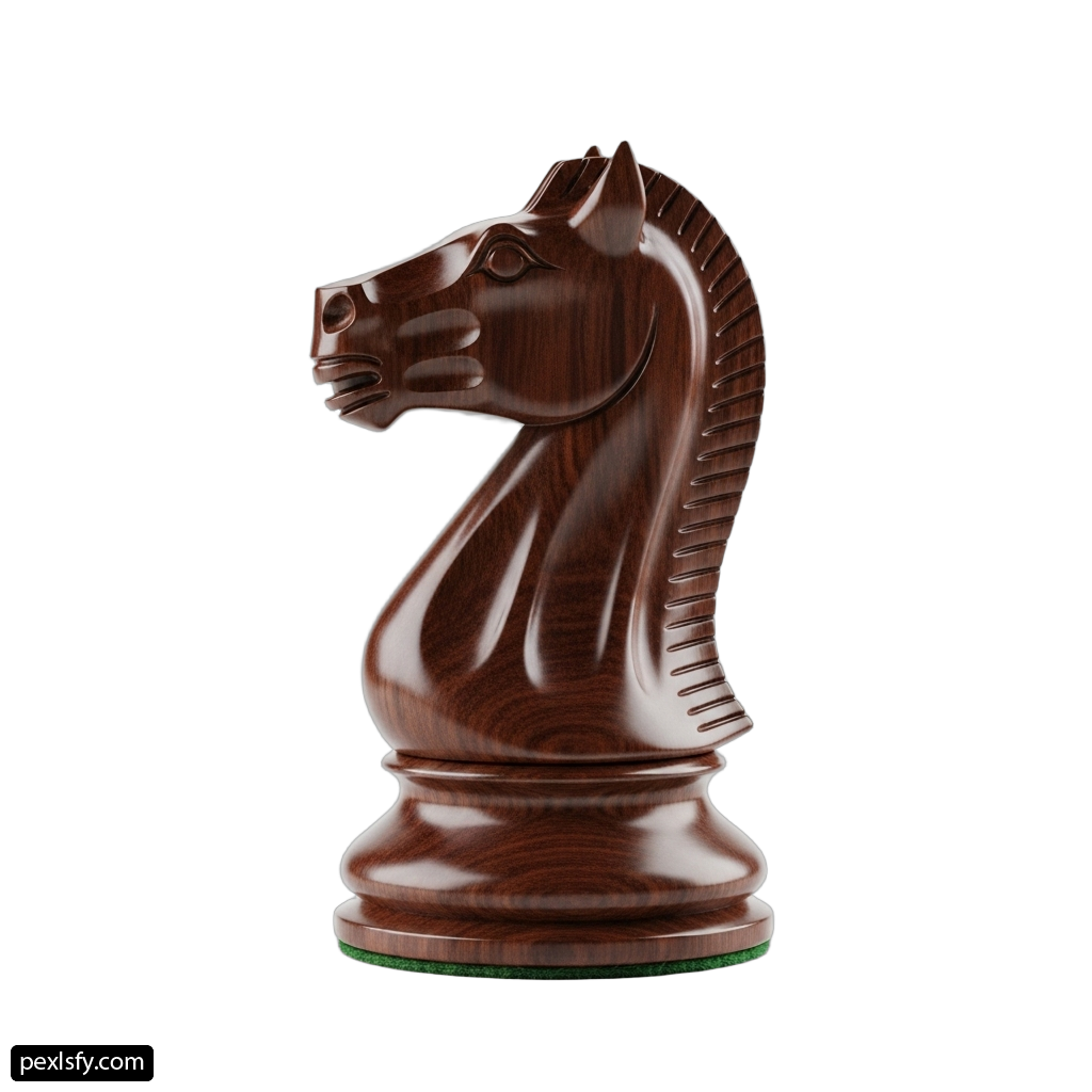 Wooden chess piece with a horse head on it png transparent background