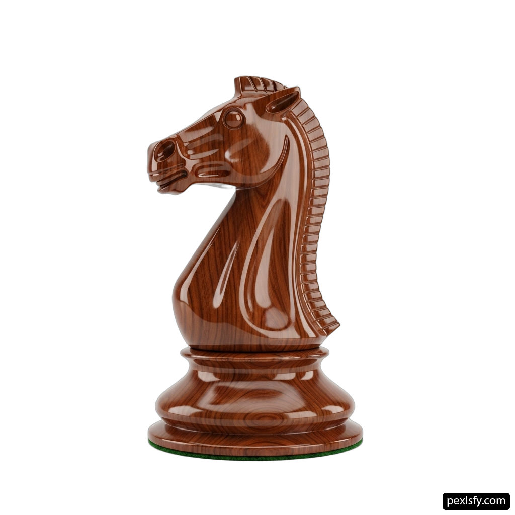 Wooden chess piece with a horse head on it png transparent background