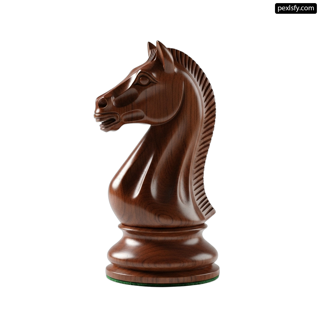 Wooden chess piece with a horse head on it png transparent background