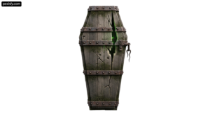 Wooden chest with a green light on it png transparent background