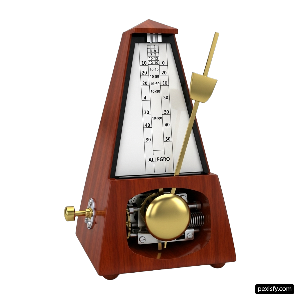 Wooden metronome on a white background png transparent background