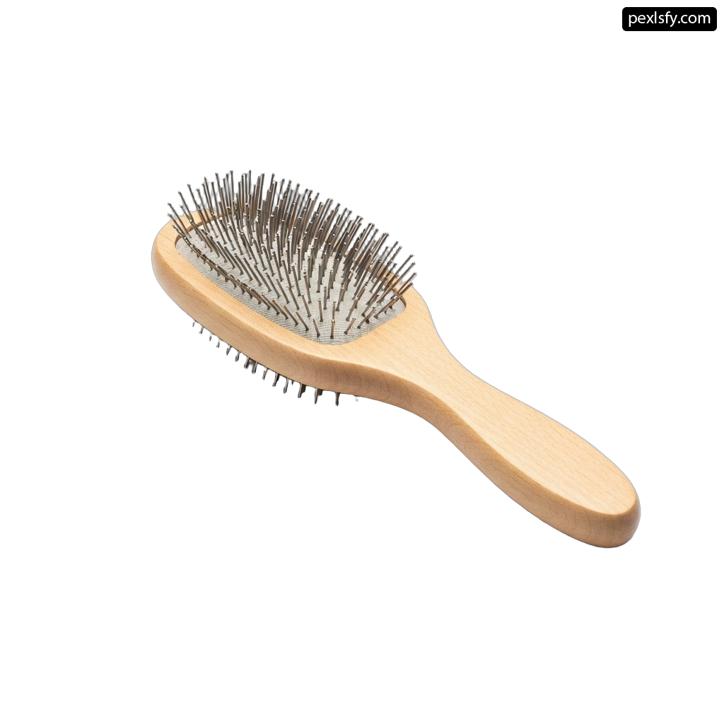 Wooden paddle brush on a white background png transparent background