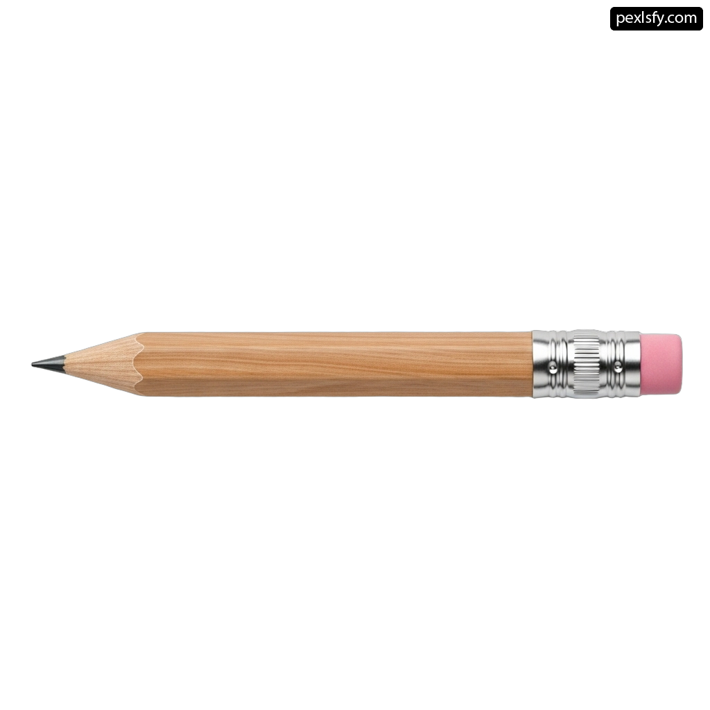 Wooden pencil with a pink eraser on it png transparent background