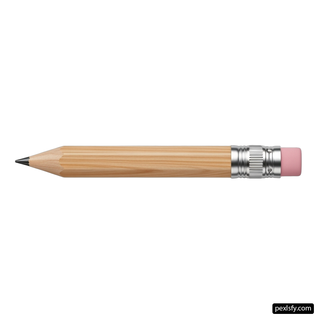 Wooden pencil with a pink eraser on it png transparent background