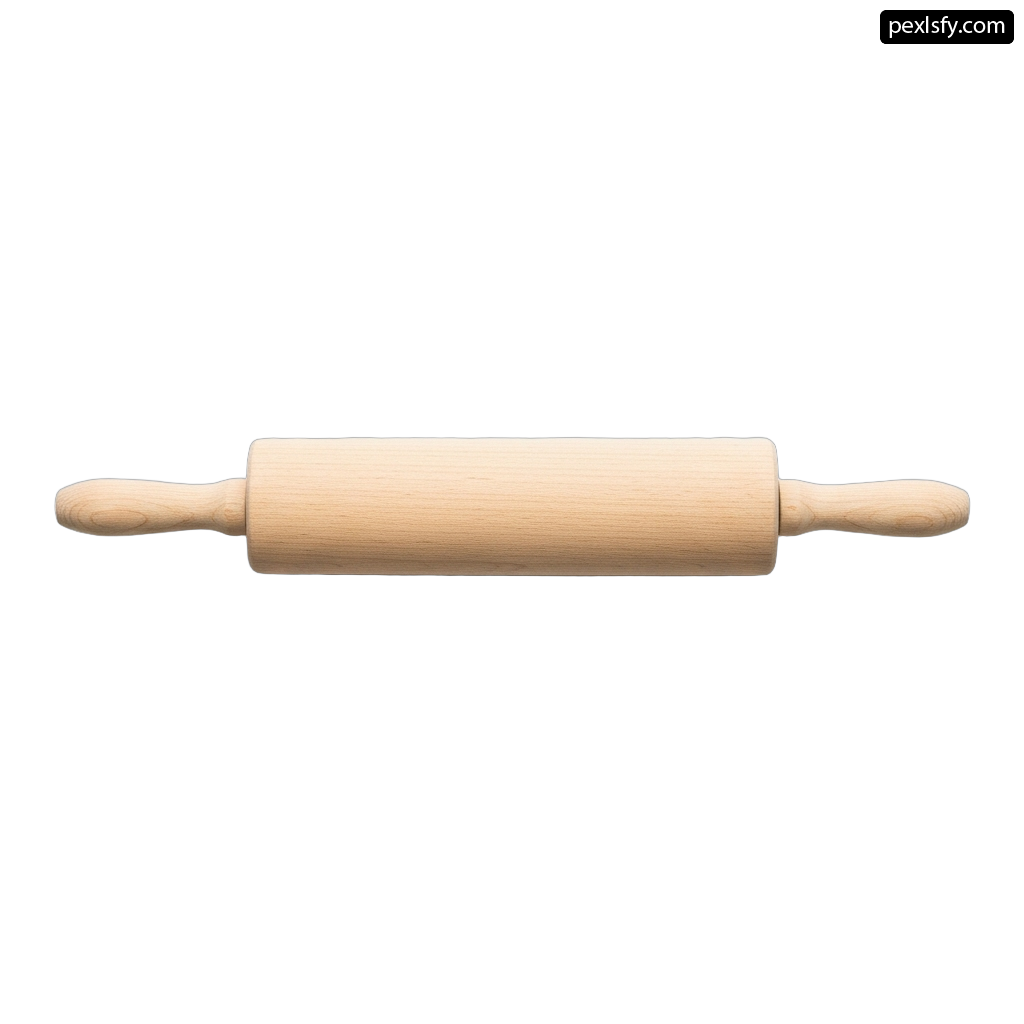 Wooden rolling pin on a white background png transparent background