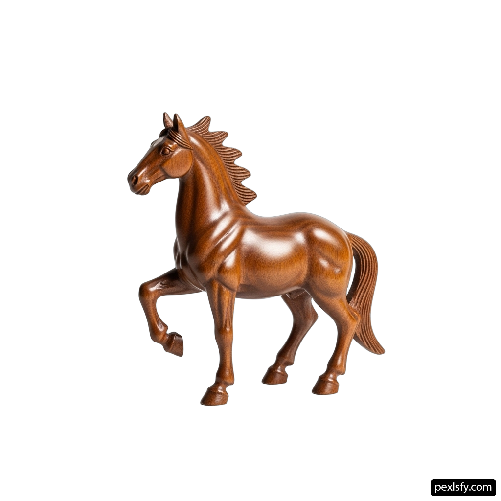 Wooden toy horse on a white background png transparent background