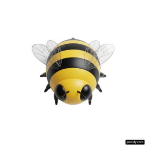 Yellow and black bee on a white background png transparent background