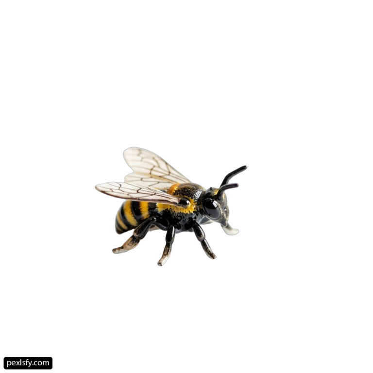 Yellow and black bee on a white background png transparent background