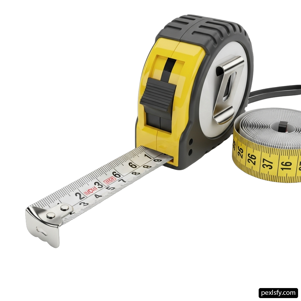 Yellow and black tape measure on a white background png transparent background