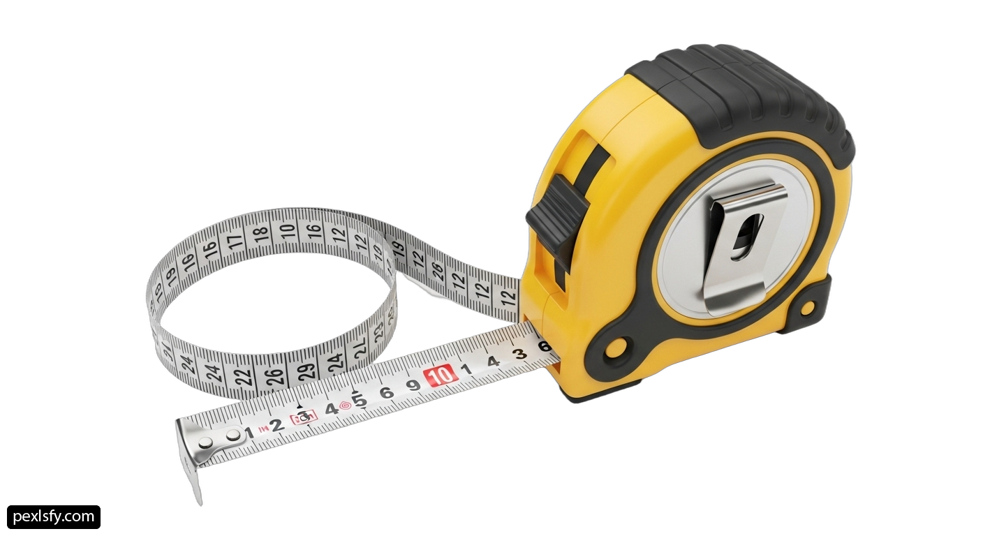 Yellow and black tape measure on a white background png transparent background