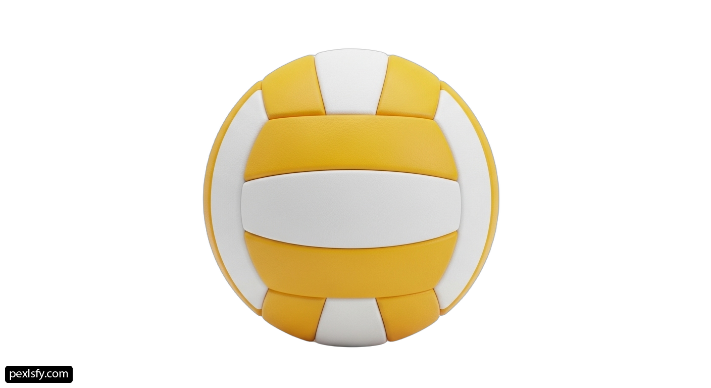 Yellow and white volleyball ball on a white background png transparent background