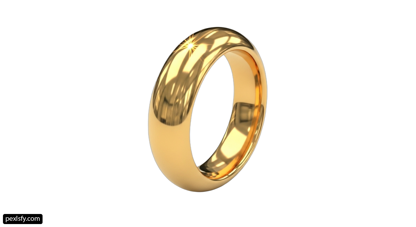 Yellow gold wedding ring on a white background png transparent background