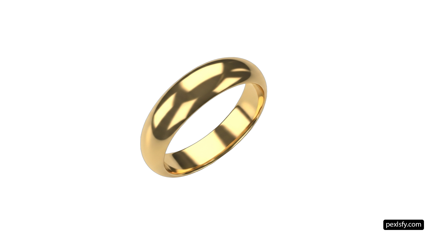Yellow gold wedding ring on a white background png transparent background