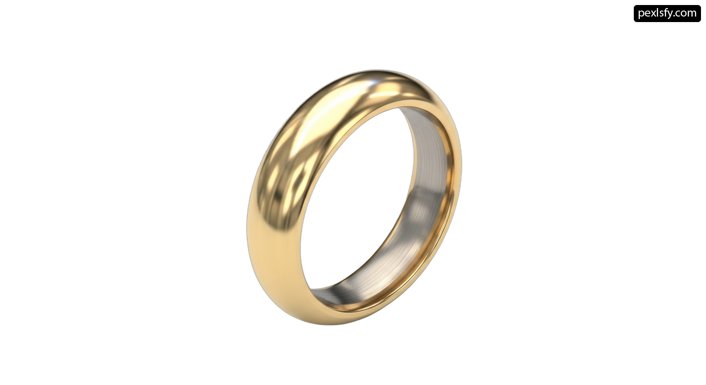 Yellow gold wedding ring on a white background png transparent background