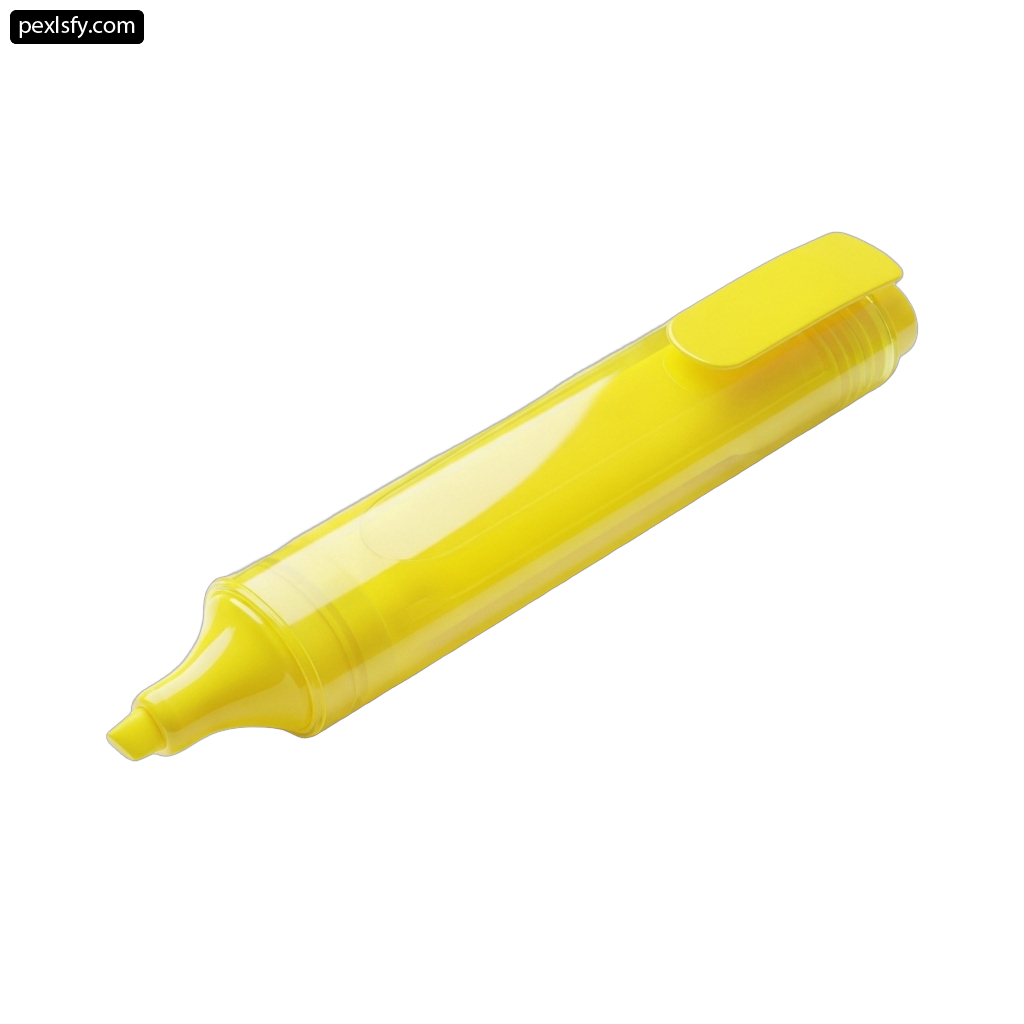 Yellow highlighter pen on a white background png transparent background