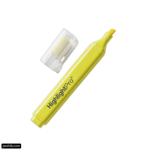 Yellow highlighter pen with a clear cap png transparent background