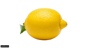 Yellow lemon with a green leaf on a white background png transparent background