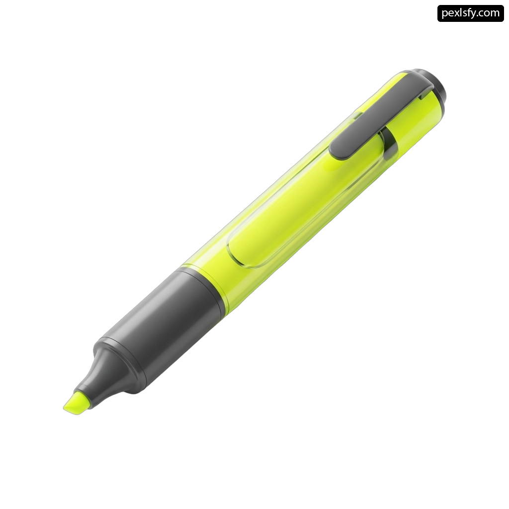 Yellow pen with a black tip on a white background png transparent background