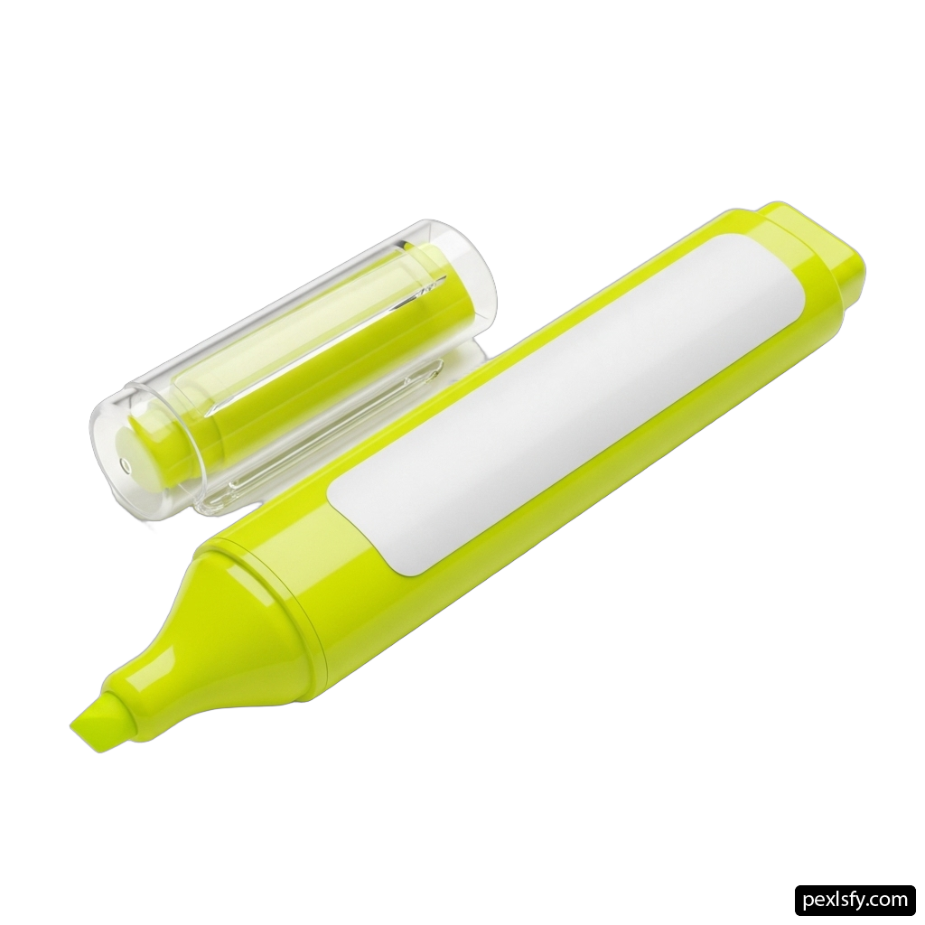 Yellow pen with a white tip on a white background png transparent background