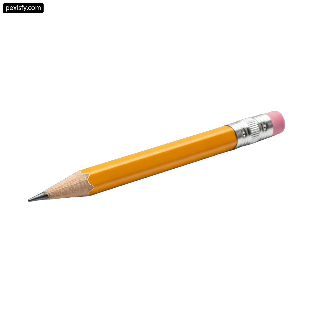 Yellow pencil with a pink eraser on it png transparent background