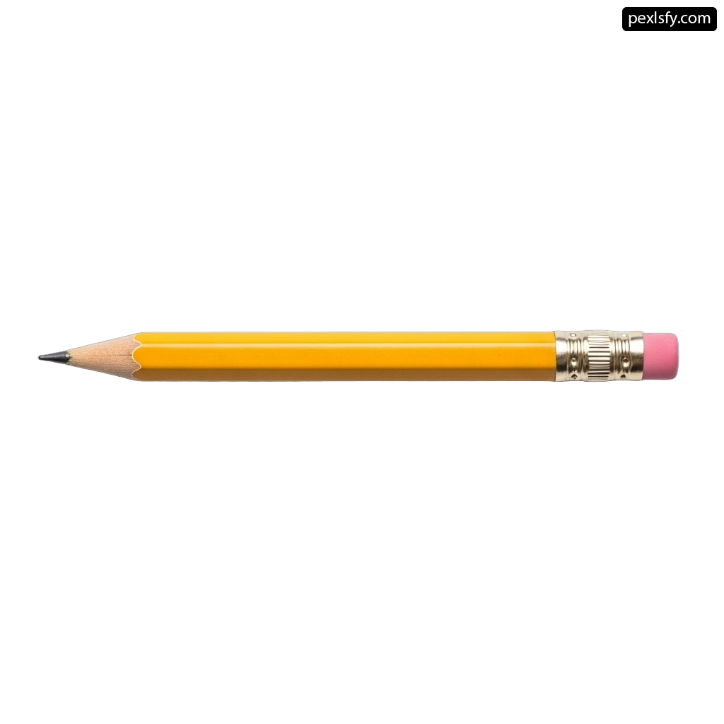 Yellow pencil with a pink eraser on it png transparent background