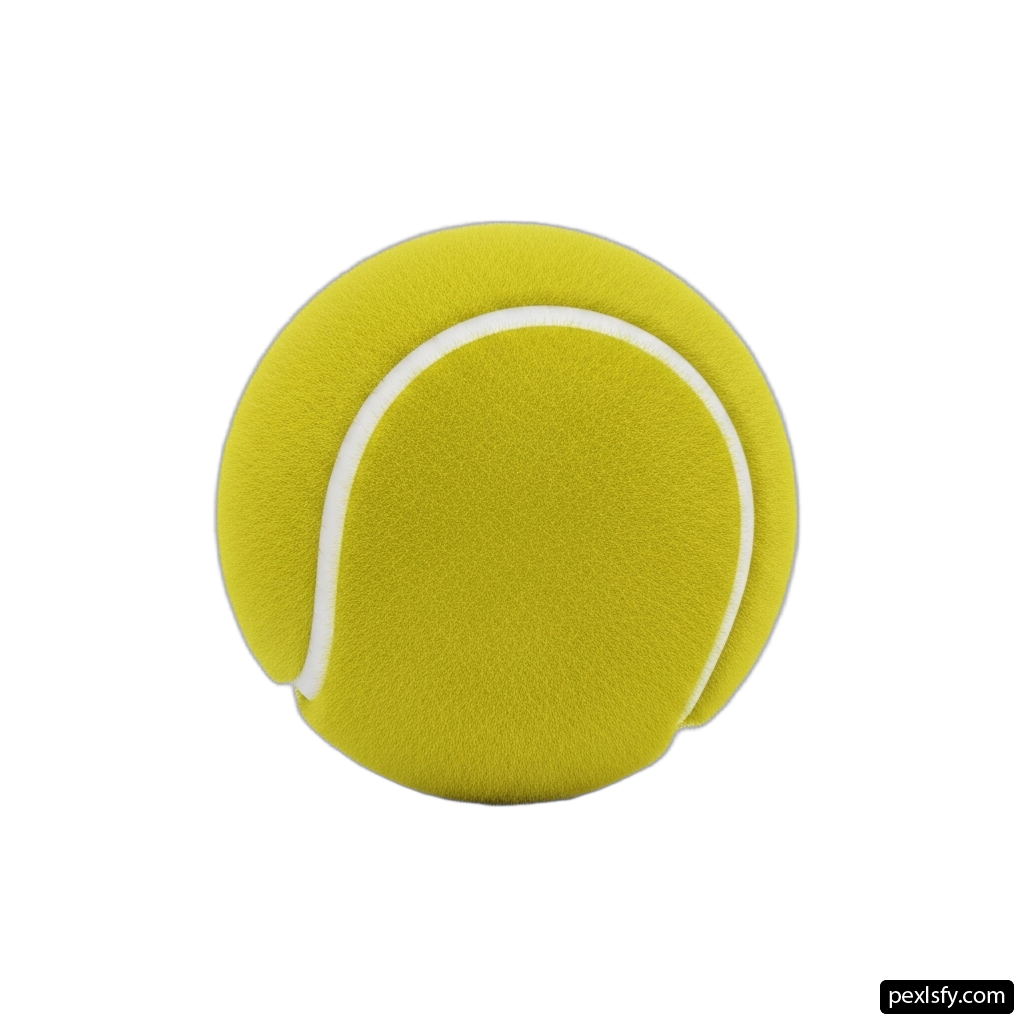 Yellow tennis ball with a white stripe on it png transparent background